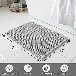 MIULEE Set of 2 Waffle Bathroom Rugs, Boho Bath