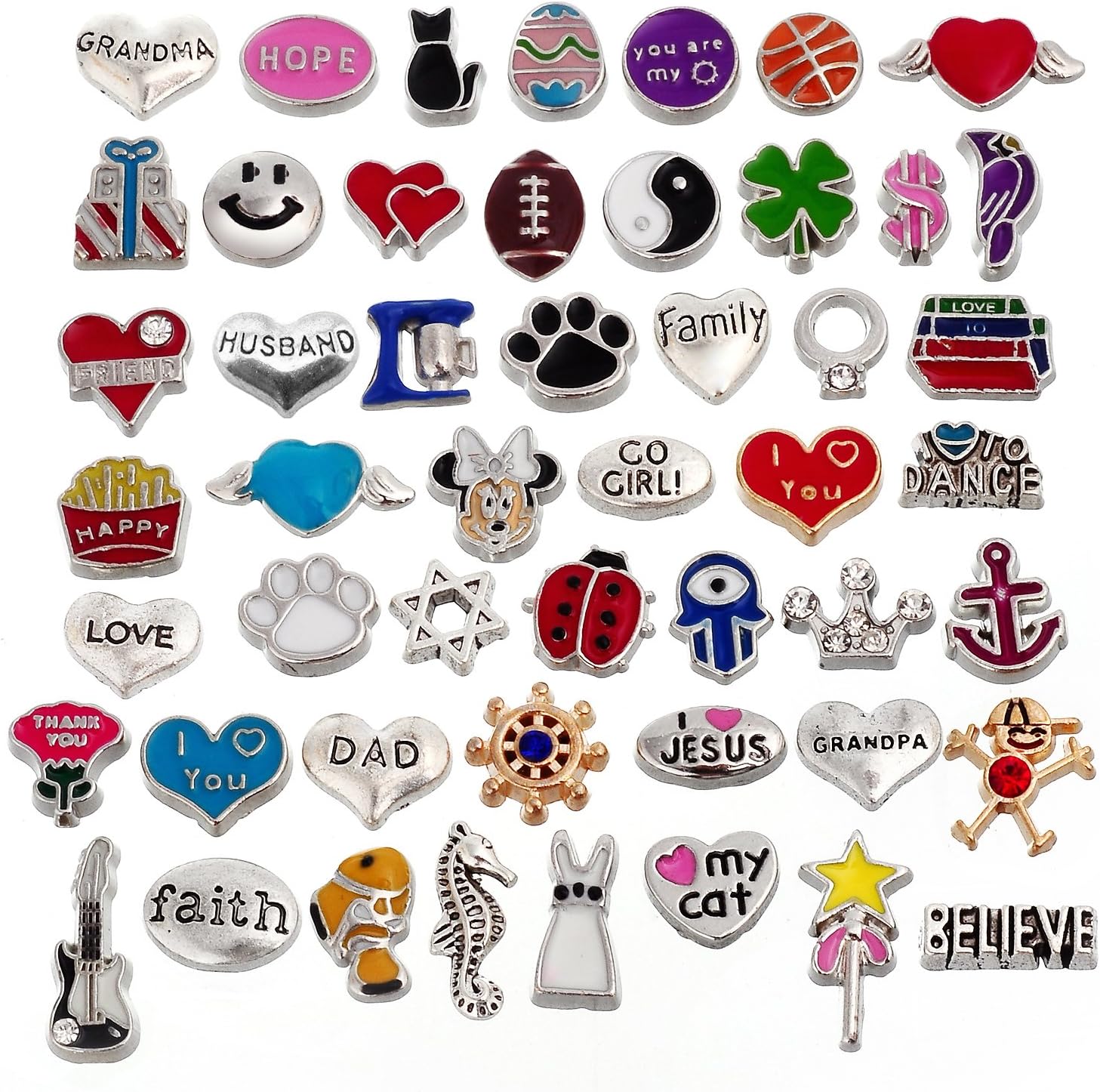 RUBYCA 100pcs Metal Floating Charms Lot for DIY Glass Living Memory Locket Silver Gold Color Mix 6