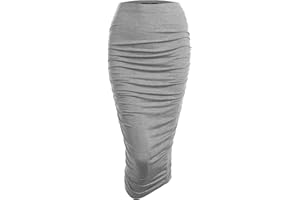 Made By Johnny Women's Slim fit Bodycon Party Club Night Out Elegant Ruched High Waist Long Pencil Skirt with Side Shirring