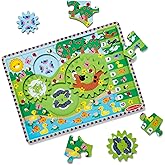 Melissa &amp; Doug Wooden Animal Chase Jigsaw Spinning Gear Puzzle &ndash; 24 Pieces Wooden Puzzle for Toddlers and Preschoolers, for Boys and Girls Ages 3+