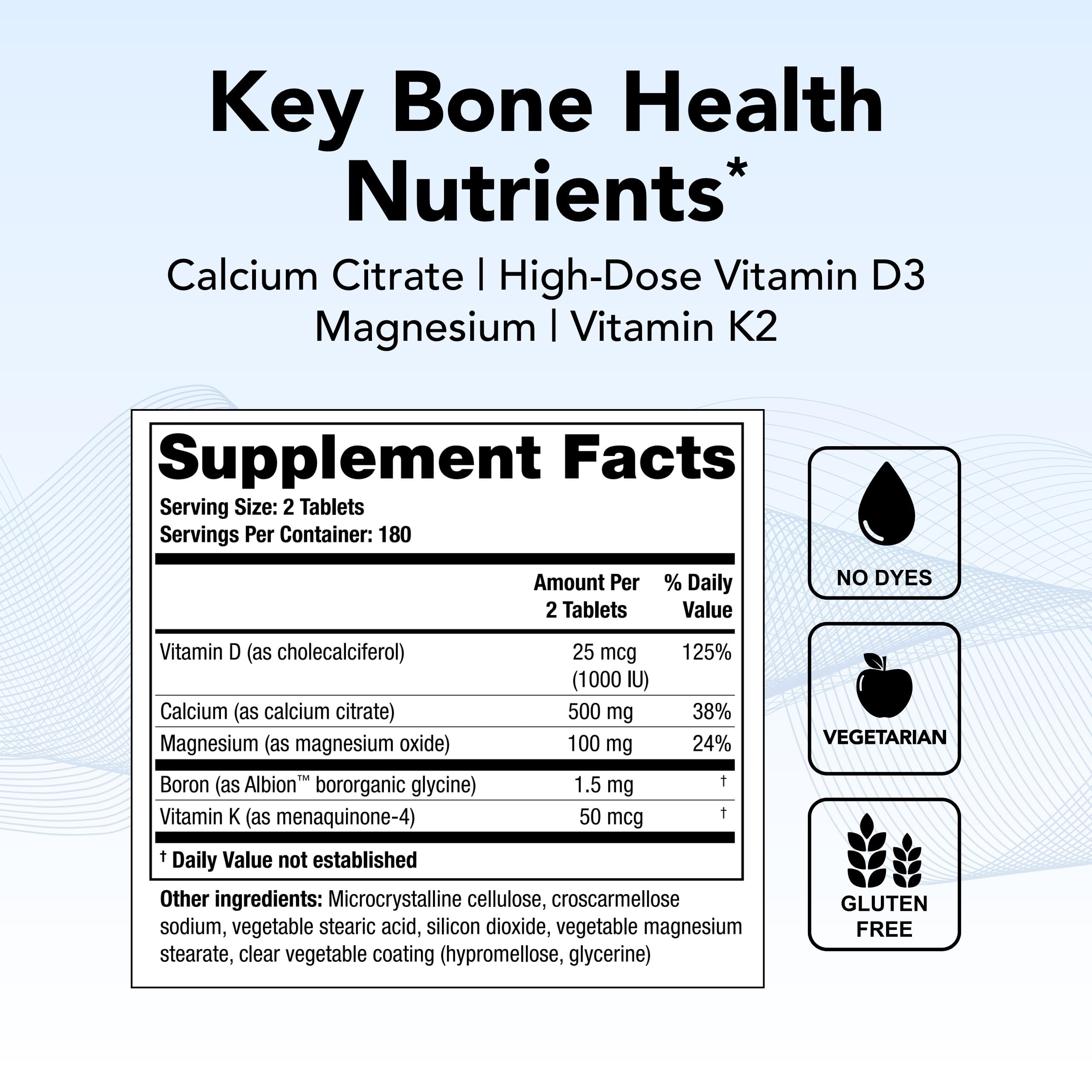 Theralogix TheraCal D2000 - Bone Health Support Supplement with Calcium, Magnesium, Vitamin D3, Vitamin K2 & Boron* - 90-Day Supply - NSF Certified - 360 Tablets