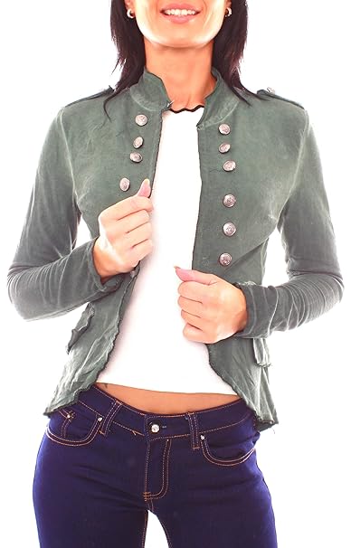 Fragola Moda Damen Vintage Military Jerseyblazer