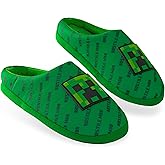 Minecraft Boys Slippers, Cozy Indoor House Shoes - Gamer Gifts for Boys