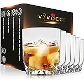 Vivocci Unbreakable Tritan Plastic 12.5 oz Whiskey & Double Old Fashioned Bar Glasses - Thumb Indent Heavy Base - Ideal for Bourbon & Scotch - Upscale Men's Gift - Dishwasher Safe Barware - Set of 6