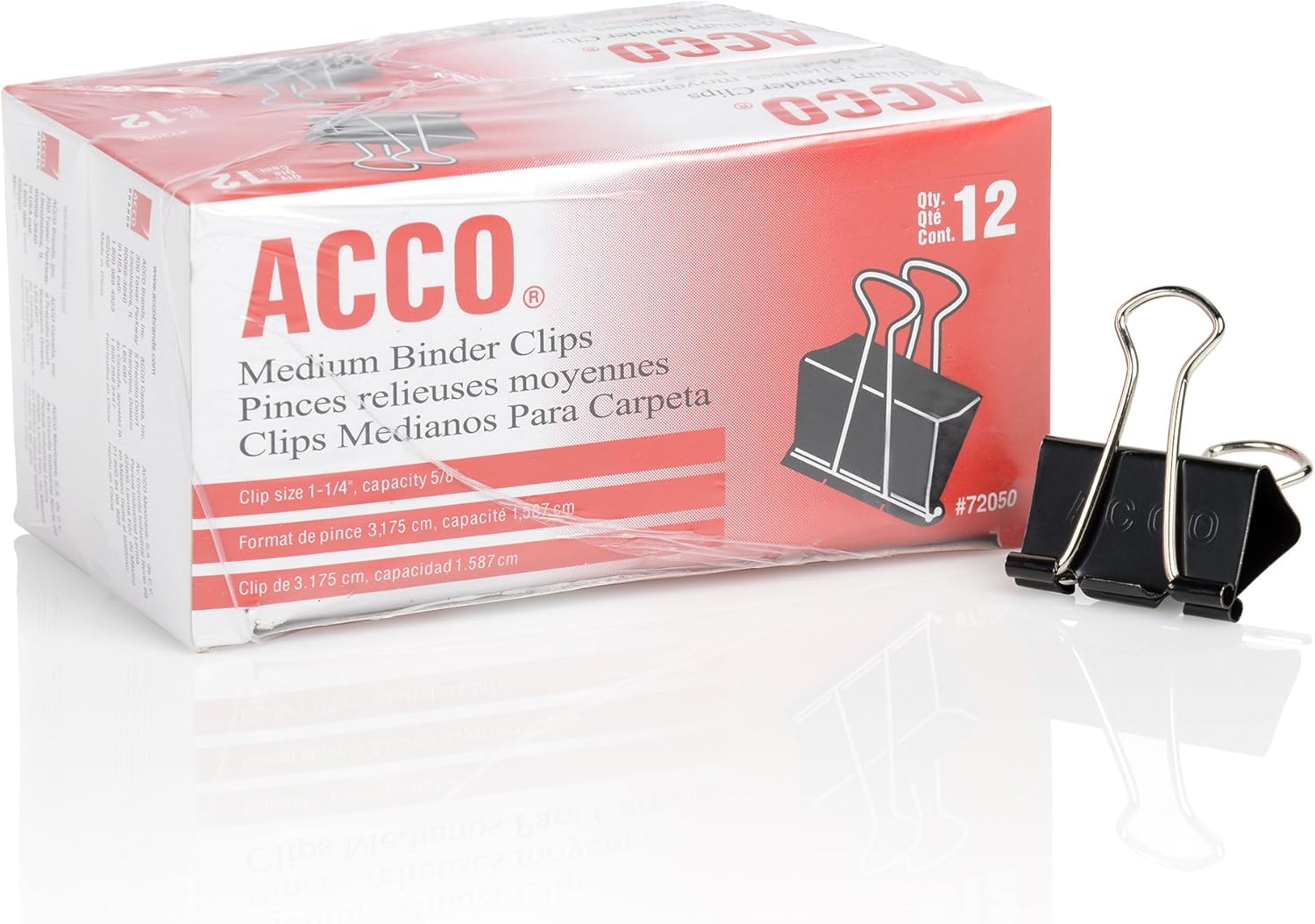 ACCO Binder Clips, Medium, Black, 12 per Box, 2 Boxes (72062) : Office Products