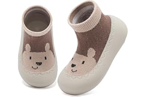 Anproity Baby Sock Shoes Boys Girls First Walking Shoes Non Slip Cartoon Soft Rubber Sole Baby Slipper Infant Toddler Sneakers