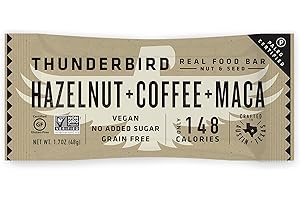 THUNDERBIRD REAL FOOD BARS Thunderbird Paleo and Vegan Hiking Food Snacks - Real Food Energy Paleo Bar - Fruit & Nutrition Nut Bars - No Added Sugar, Grain and Gluten Free, Non-GMO, 15 Pack (Hazelnut Coffee Maca)