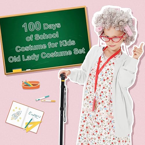 knee length dresses for ladies 4E's Novelty Old Lady Costume  5-Pc Grandma Dress-Up Set for Girls' 1   4Es novelty