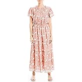 Max Studio Women's Crepe Flutter Sleeve Maxi Dress