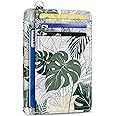 Yonlevres Credit Card Holder Slim Wallet, Tropical Leaf RFID Wallet Women Front Pocket Small Card Holder, Travel Funny Cute Thin Card Case ID Window PU Leather RFID Blocking Card Organizer Gifts Girls