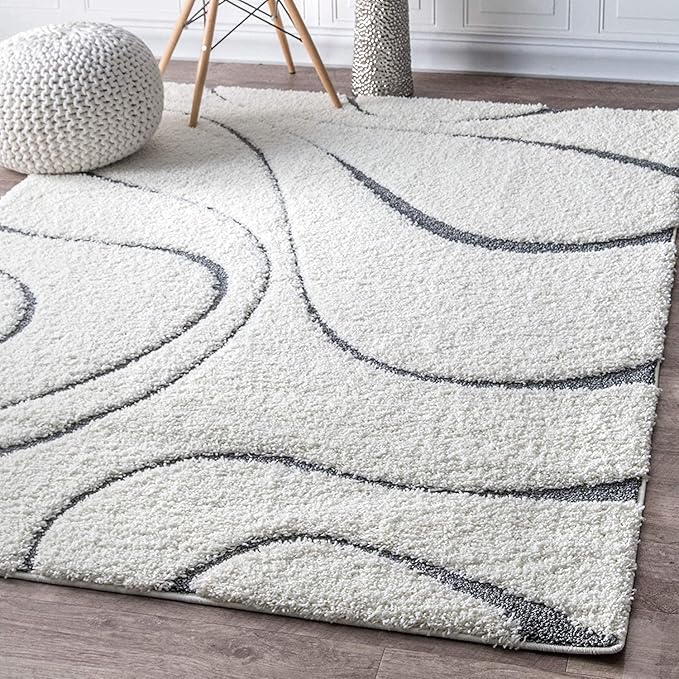 Buy Carpet Nation Microfibre Geometric Wave Design Soft Fluffy Piles