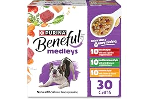 Purina Beneful Medleys Wet Dog Food Variety Pack with Tuscan, Romana, and Mediterranean Style Dog Food in Dog Gravy, 30 Pack - (Pack of 30) 3 oz. Cans