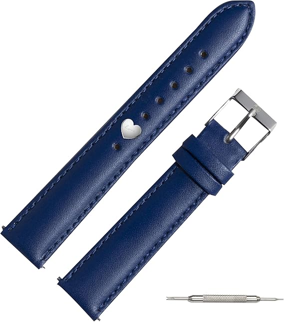 Amazon 選べるカラー チャーム付き ダニエルウェリントン 互換 替えベルト 本革 革ベルト チャーム セット ハート型チャーム 腕時計 ベルト アクセサリー レディース 18mm シルバー ブルーsv 時計バンド 腕時計 通販