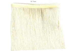 SEW TRENDS 10 Yards of 6" Long Chainette Fringe Thread Yarn Tassel Trim Braid Fringe for Crafts Sewing and Decor-Ivory Creame