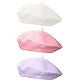 3 Pieces Beret Hat French Style Beanie Cap Solid Color Winter Hat for Women and Girls Casual Use