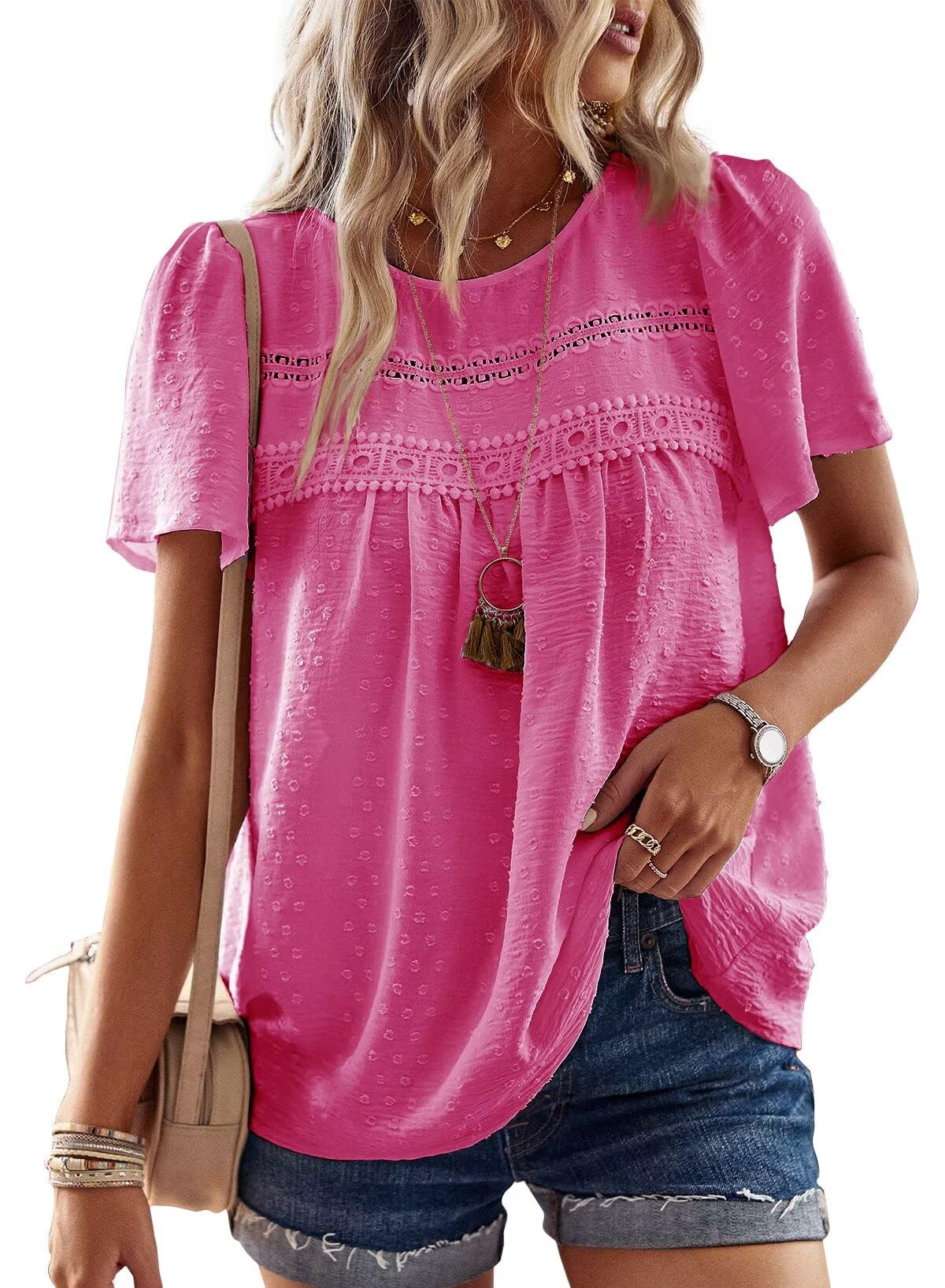 Falechay Summer Tops for Women 2025 Cute Hot Pink