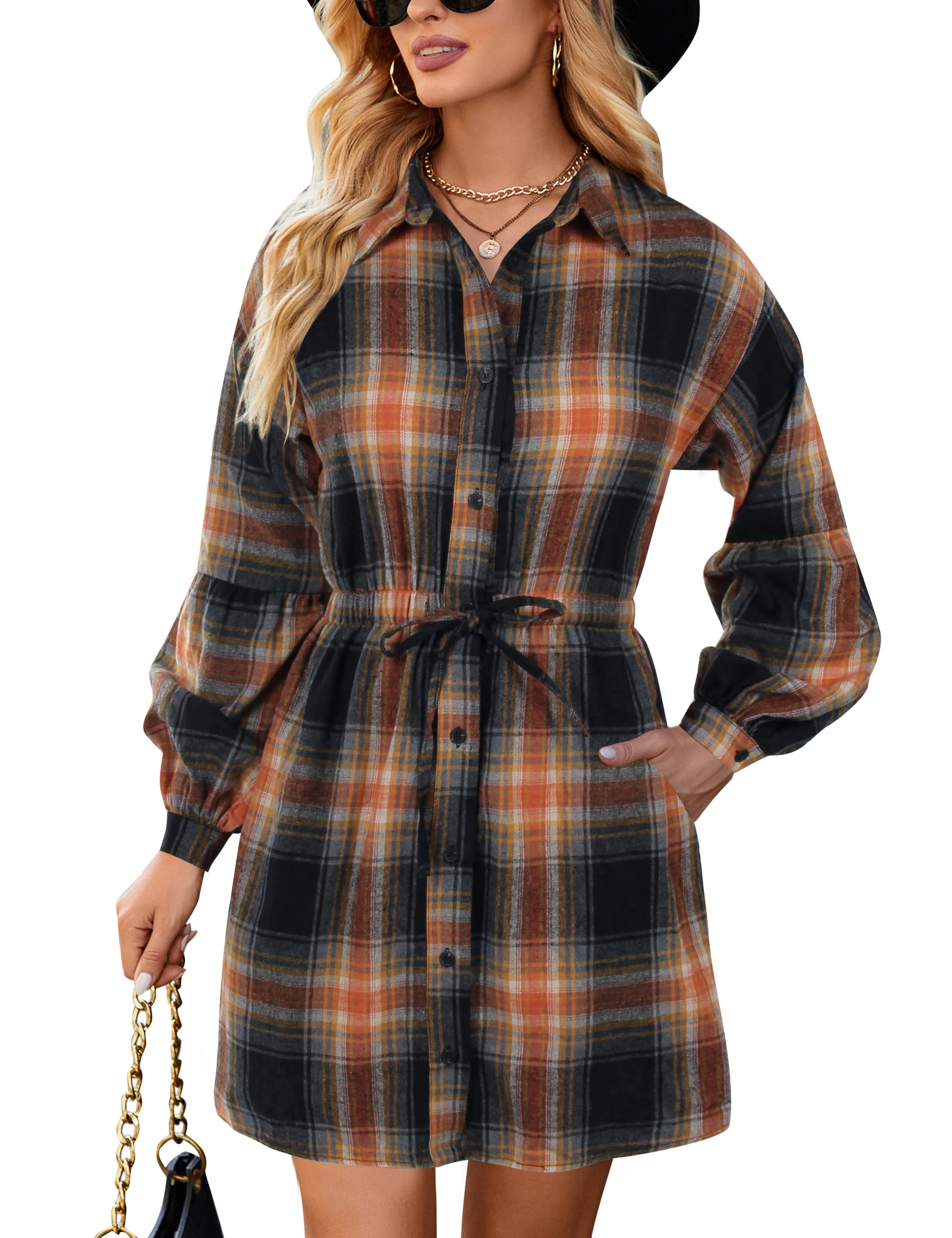 Blooming Jelly Womens Plaid Shirts Flannel Long