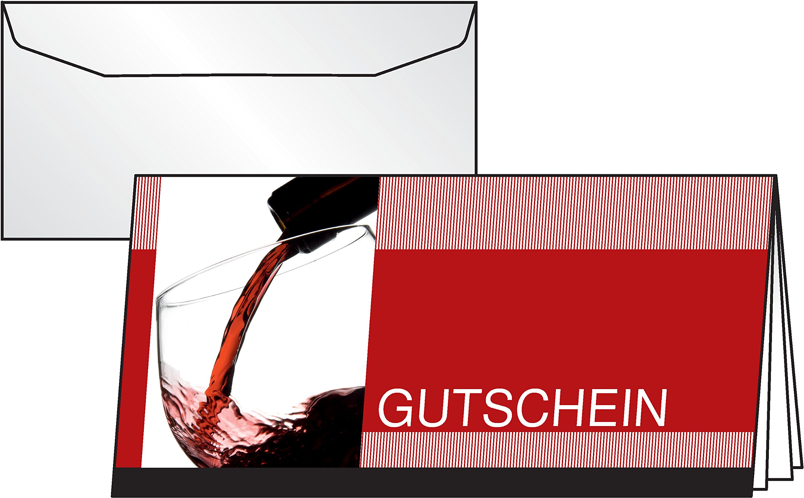 Sigel Vino Rosso DC404 Gift Cards with Transparent Envelopes Standard Long Size Pack of 10 (German Language)