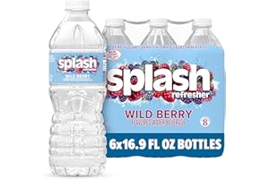 SPLASH REFRESHER Flavored Water Bottles, Wild Berry Flavor - 6-Pack, 16.9 Fl Oz - Refreshing Flavored Bottled Water with Electrolytes - Zero Sugar & Zero Calories