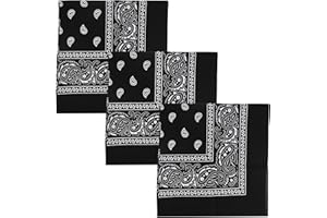 Set of 3 Black Large Cotton Paisley Bandanas