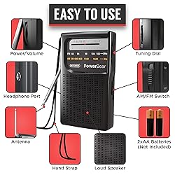 PowerBear Portable Radio | AM/FM, 2AA Battery