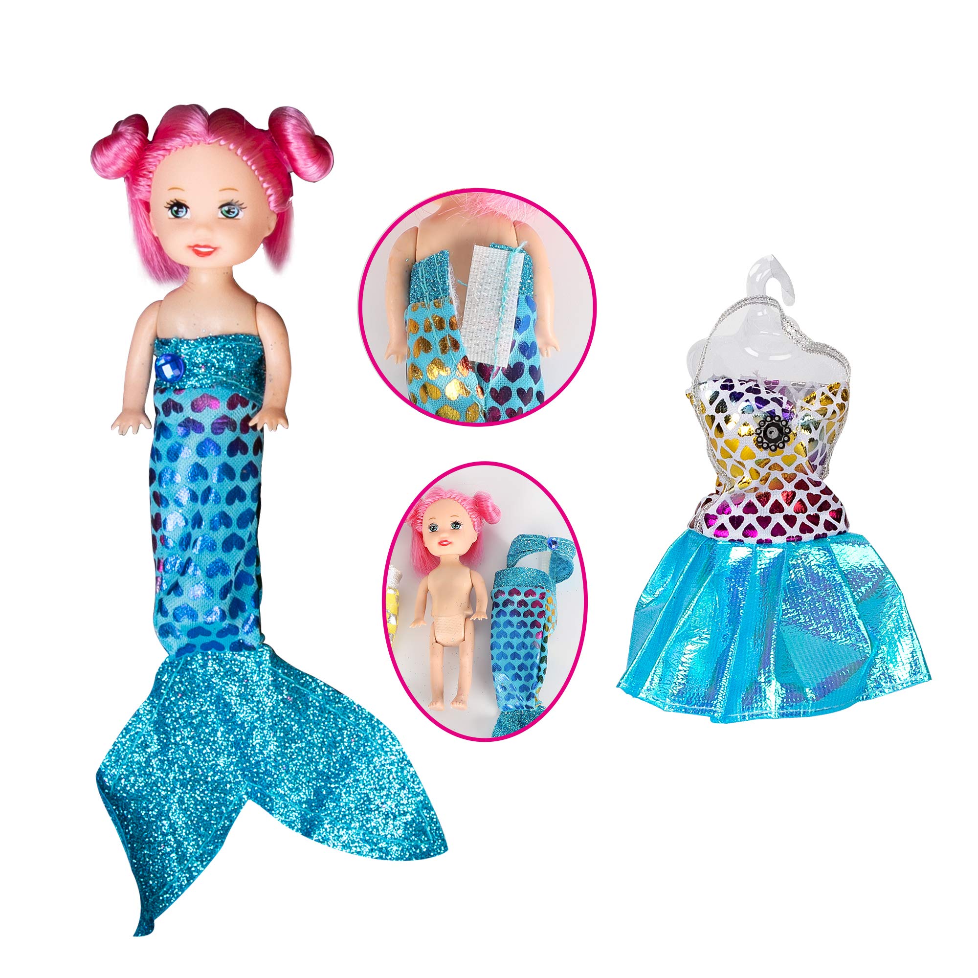 Princess Doll with Little Mermaid & Pink Dolphin Playset, Blonde Hair Dolls Toys with Accessories, Gift for 3 to 7 Year Old Girls