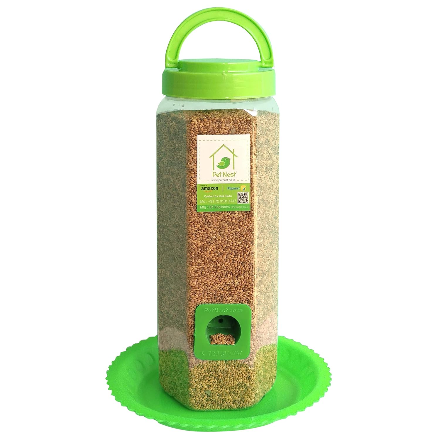 Petnest Two Port Bird Feeder Hanging For All Bird Transparent 1