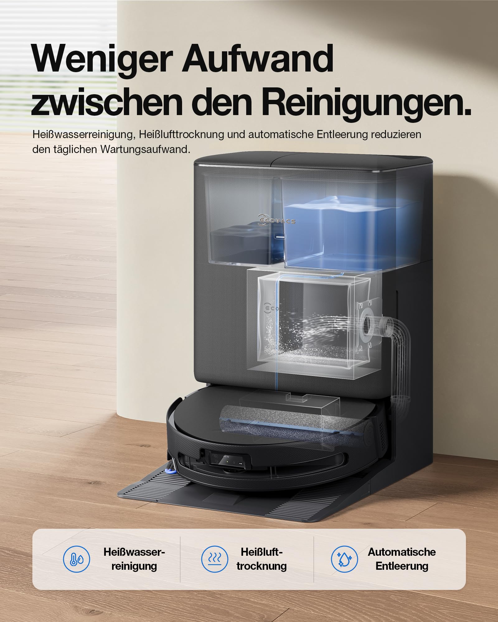 ECOVACS T90 PRO Omni Saugroboter mit Wischfunktion 30.000 Pa, PowerBoost 7