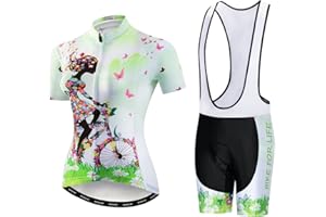 WEIMOSTAR Women's Cycling Jersey Short Sleeve with Padded Shorts Quick-Dry Shirts Bike Clothes Set