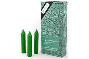 Wicca Wicks - 20 Green Candles | 4 inches Tall & 3/4 inch Diameter | Witchcraft Supplies for Your Personal Wiccan Altar, Spells, Charms & Rituals | Witchy Room Decor | Taper Candlesticks (Green)
