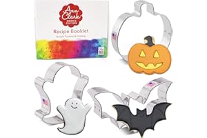 ANN CLARK COOKIE CUTTERS Halloween Cookie Cutters 3-Pc. Set Made in USA by Ann Clark, Pumpkin, Ghost, Bat