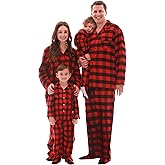 #followme Family Pajamas Buffalo Plaid Button-Front Microfleece Pajamas Set with Matching Socks