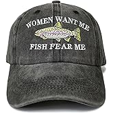 Shenbors Embroidered Women Want Me Fish Fear Me Hats