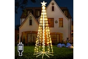 shineshine Christmas Tree Lights 170 LED, 8 Lighting Modes IP65 Waterproof Outdoor Christmas Tree with Lights, Warm White Christmas Lights for Outside Indoor Yard Porch