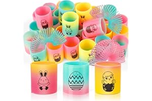 CLEVERZONE 36 Packs Spring Rainbow Magic Fidget Stress Coil Mini Springs Bulk Toys Party Favor Carnival Prize Goodie Bag Stuffers For Kids Boys Girls (Easter)