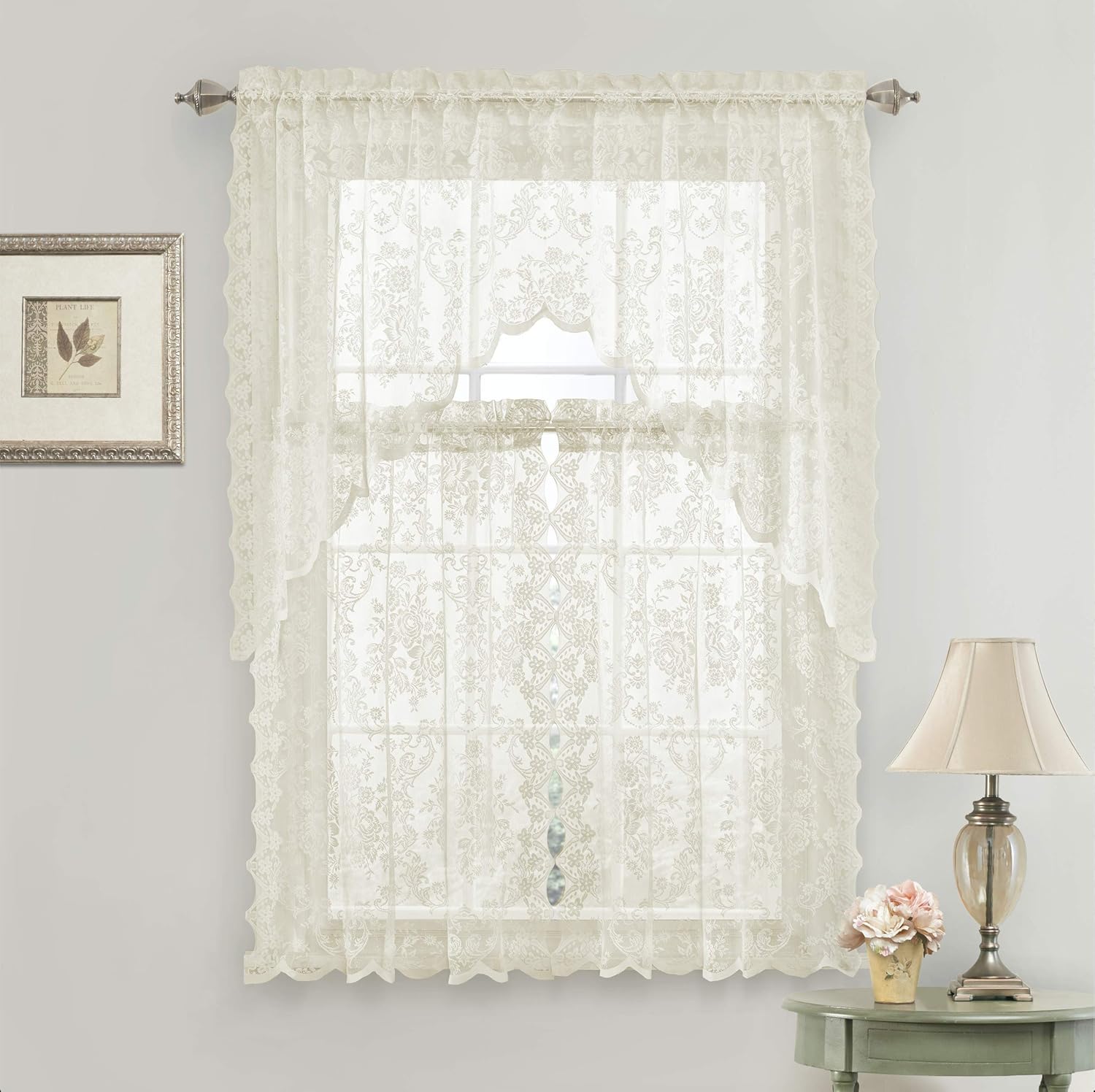 Best Beige Lace Kitchen Curtains
