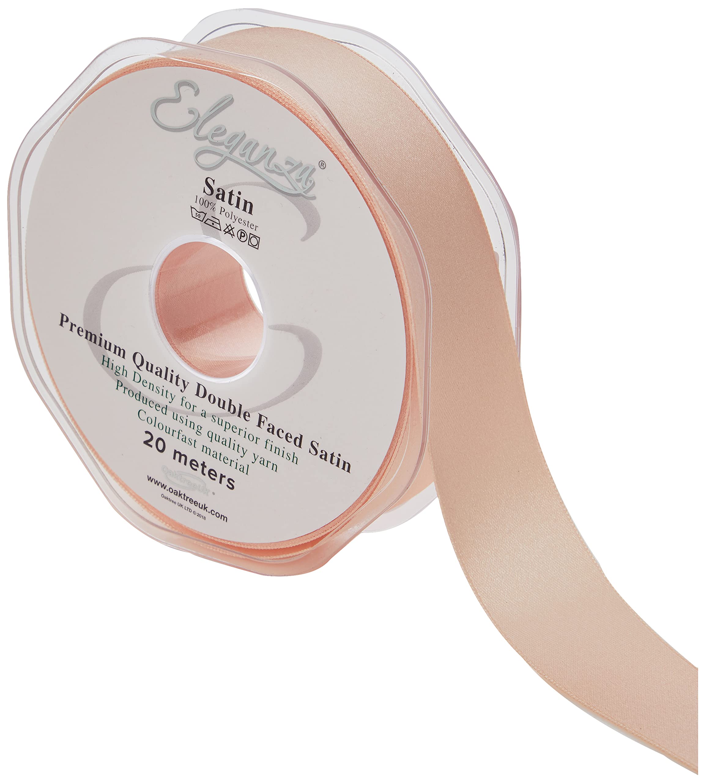 ELEGANZA Double Faced Satin 25mm x 20m Champagne Gold No.64, 25 mm x 20 m