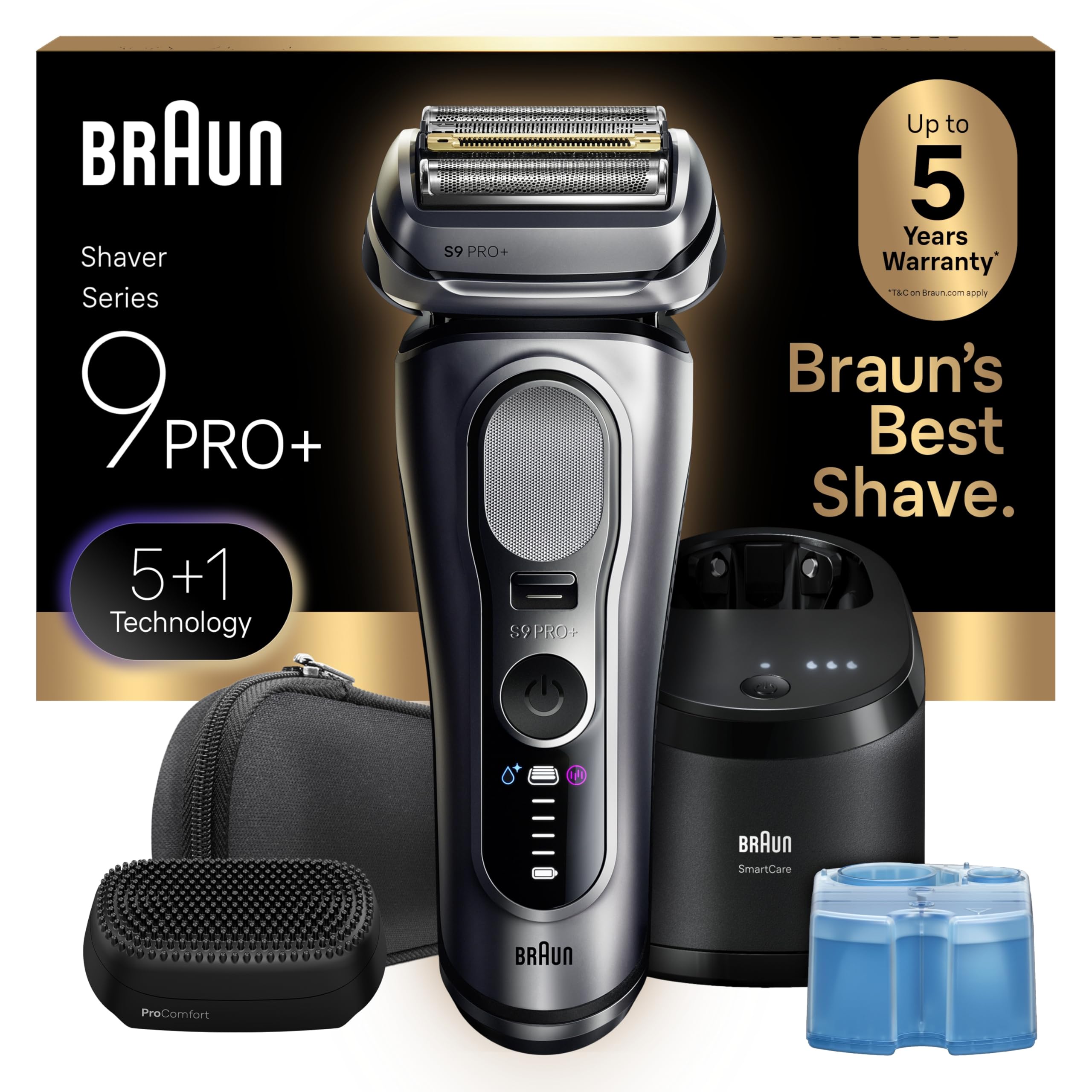 Photo 1 of Braun Series 9 PRO+ Electric Shaver, Wet & Dry Razor, Pro SensoAdapt, 6in1 SmartCare Center, 9697CC, Silver