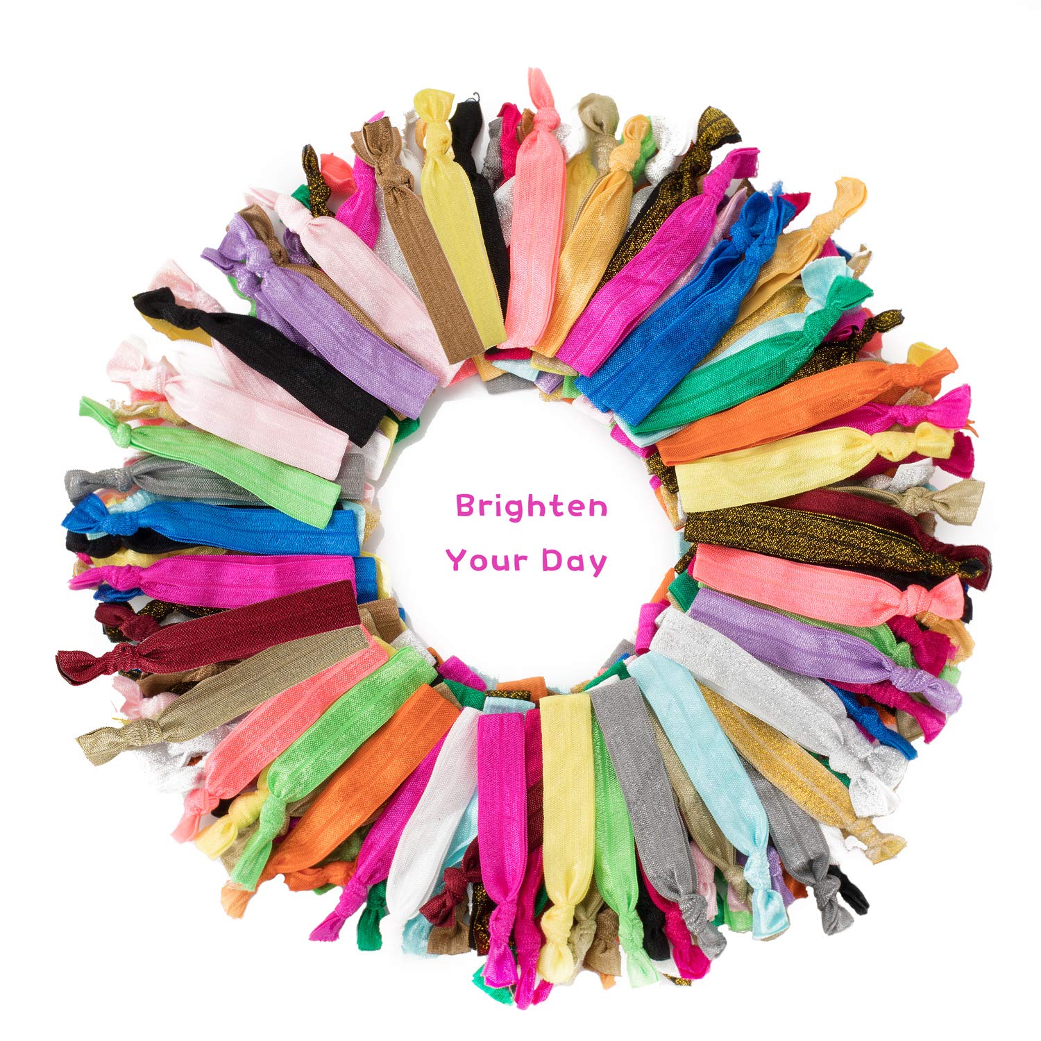 79STYLE 100Pcs Elastics Hair Ties Ribbon No Crease Ouchless Ponytail Holders For Girl and Women, Yoga Twist Hair Bands Hand Knotted Fold Over Solid Colors (Multiple Colors) : Beauty