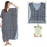 Oussum Women Plus Size Kaftans Kimono Polyester Dresses Loose Caftan Dress Ladies Evening Casual Long Maxi Lounge Beach Wear