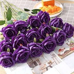 Cloudecor 15Pcs Artificial Roses Velet Real Touch