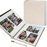 Vienrose Large Photo Album Self Adhesive for 4x6 5x7 8x10 Pictures Scrapbook Album DIY Scrap Book 40 Sticky Pages with A Metallic Pen Beige
