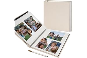 Vienrose Large Photo Album Self Adhesive for 4x6 5x7 8x10 Pictures Scrapbook Album DIY Scrap Book 40 Sticky Pages with A Metallic Pen Beige