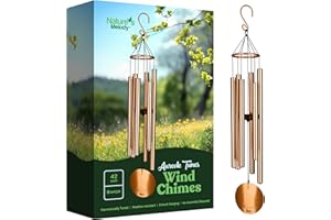 NATURE'S MELODY Nature’s Melody Aureole Tunes Wind Chimes – Outdoor Windchime with 6 Tubes, 100% Rustproof Aluminum, Powder Finish & S Hook Hanger for Sympathy, Memorial Gift or Zen Garden (Bronze, 42")