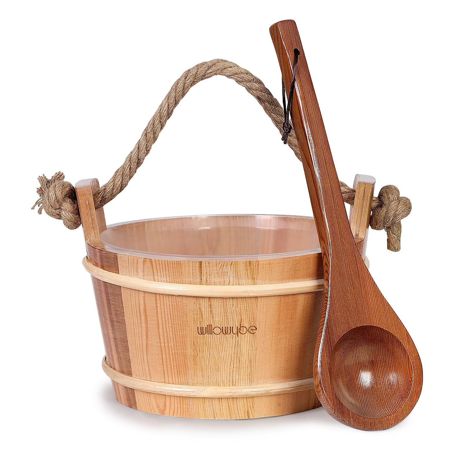 Photo 1 of WILLOWYBE Handmade Canadian Red Cedar Sauna Bucket and Ladle Set for Body Relaxation and Sweating - Perfect Sauna Accessories for Home Saunas - Ideal for Friends and Family