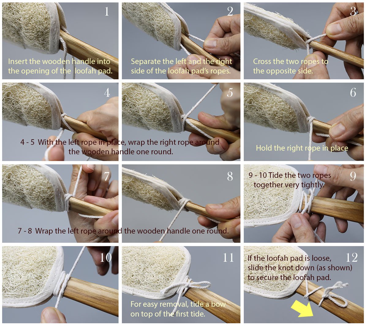 FAAY 2 Pack Natural Loofah Back Scrubber, 17” Long Teakwood Handle