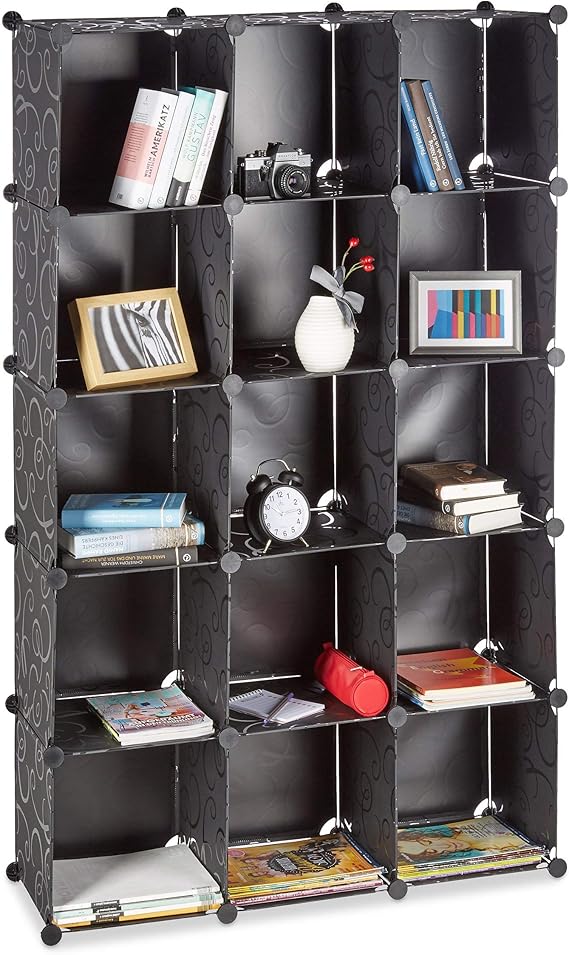 Relaxdays Étagère cubes rangement penderie armoire 15 casiers plastique