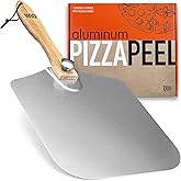 OUII Aluminum Pizza Peel Metal - 12 x 14 Inch. Pizza Spatula for Oven with Foldable Wood Handle. Pizza Oven Accessories Tools. Turning Peel, Bread, Pastry, Dough, Cake Spatula