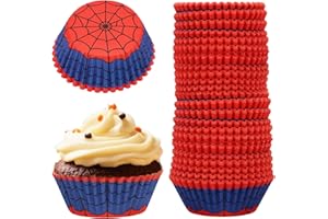 300pcs Spider Web Cupcake Liners, Paper Red & Blue Baking Cups for Muffins Cakes Ice Cream Dessert Spider Themed Party Suppli