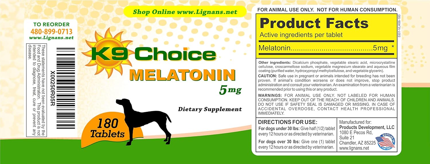 Amazon.com: K9 elección Melatonina 5 mg 180 ct tabletas ...
